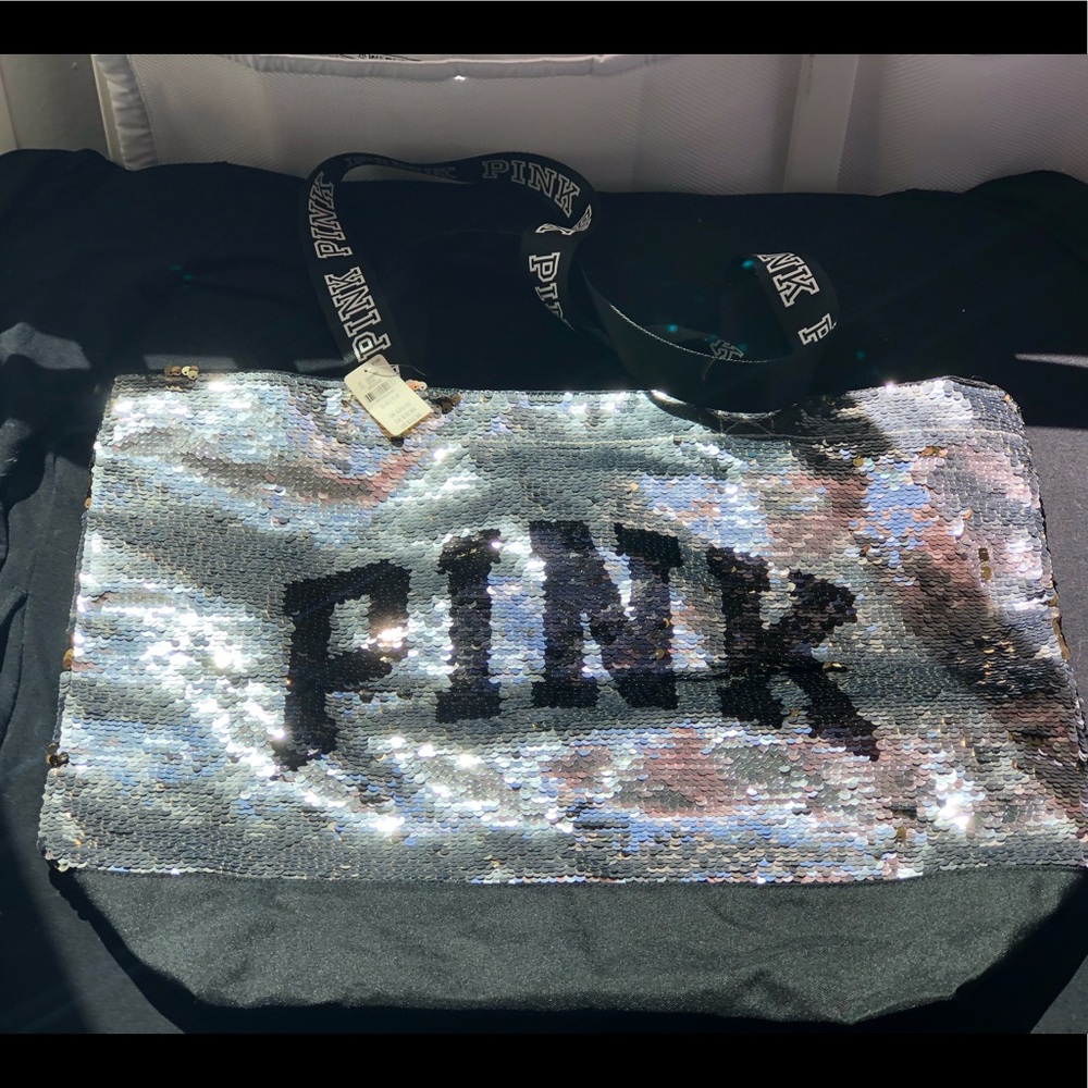 Pink tote bag.